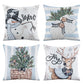 Christmas Cushion Covers Set of 4 Pillow Covers 45x45cm with 4 Cute Patterns Blue