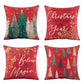 Christmas Cushion Covers Set of 4 Pillow Covers 45x45cm with 4 Cute Patterns Red