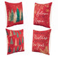 Christmas Cushion Covers Set of 4 Pillow Covers 45x45cm with 4 Cute Patterns Red