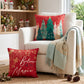 Christmas Cushion Covers Set of 4 Pillow Covers 45x45cm with 4 Cute Patterns Red