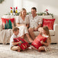 Christmas Cushion Covers Set of 4 Pillow Covers 45x45cm with 4 Cute Patterns Red