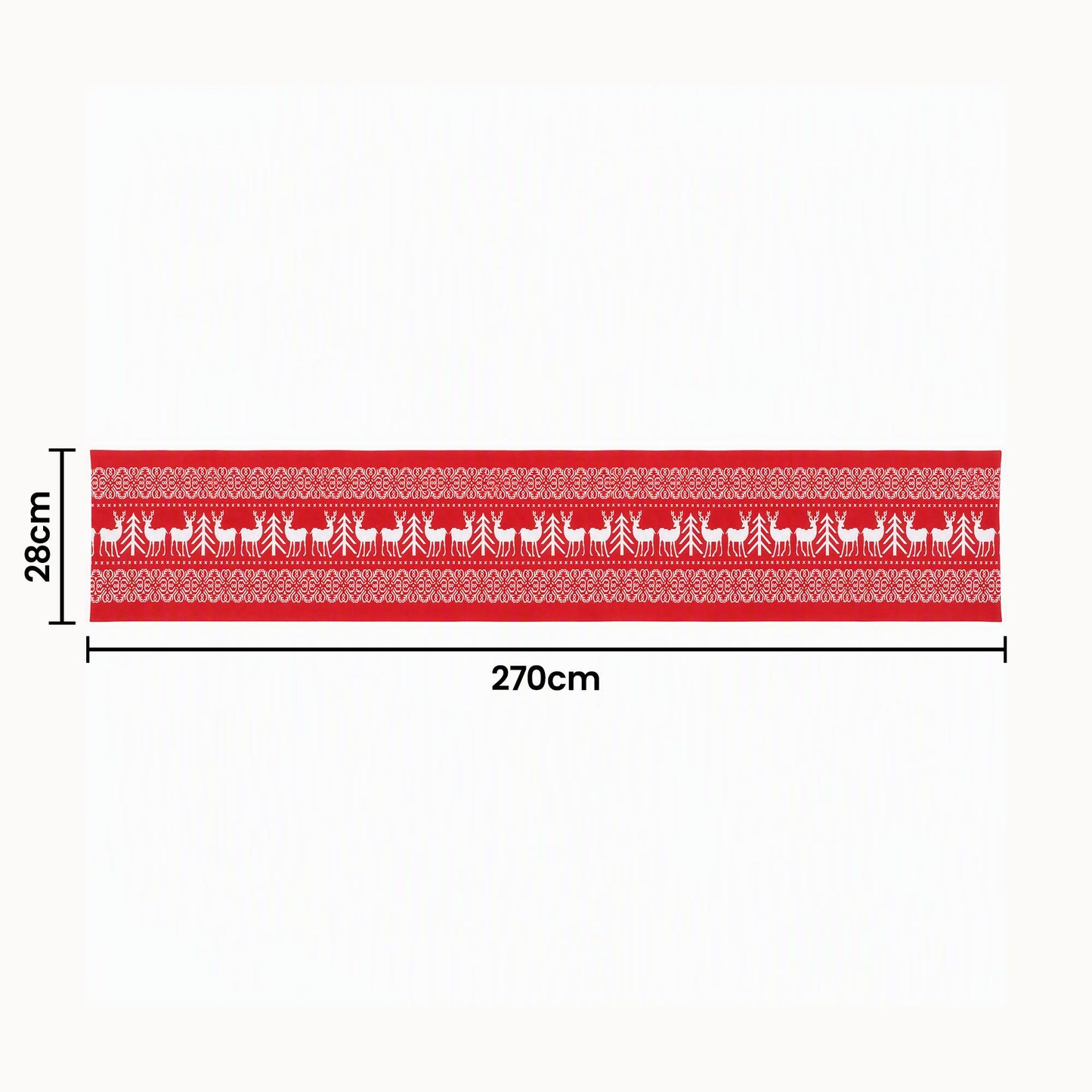 Christmas Table Runner Reindeers 270x28CM Dining Party Decor Red