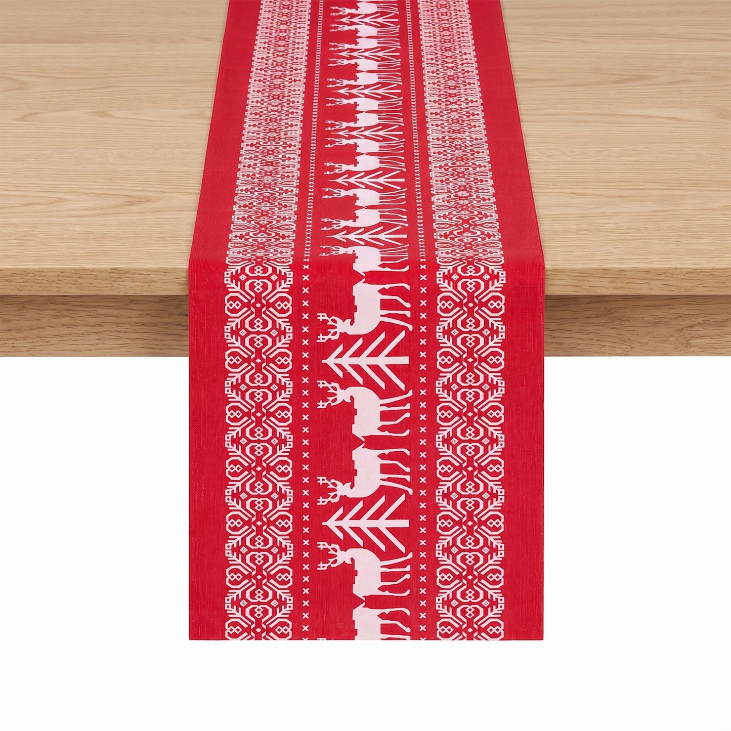 Christmas Table Runner Reindeers 270x28CM Dining Party Decor Red