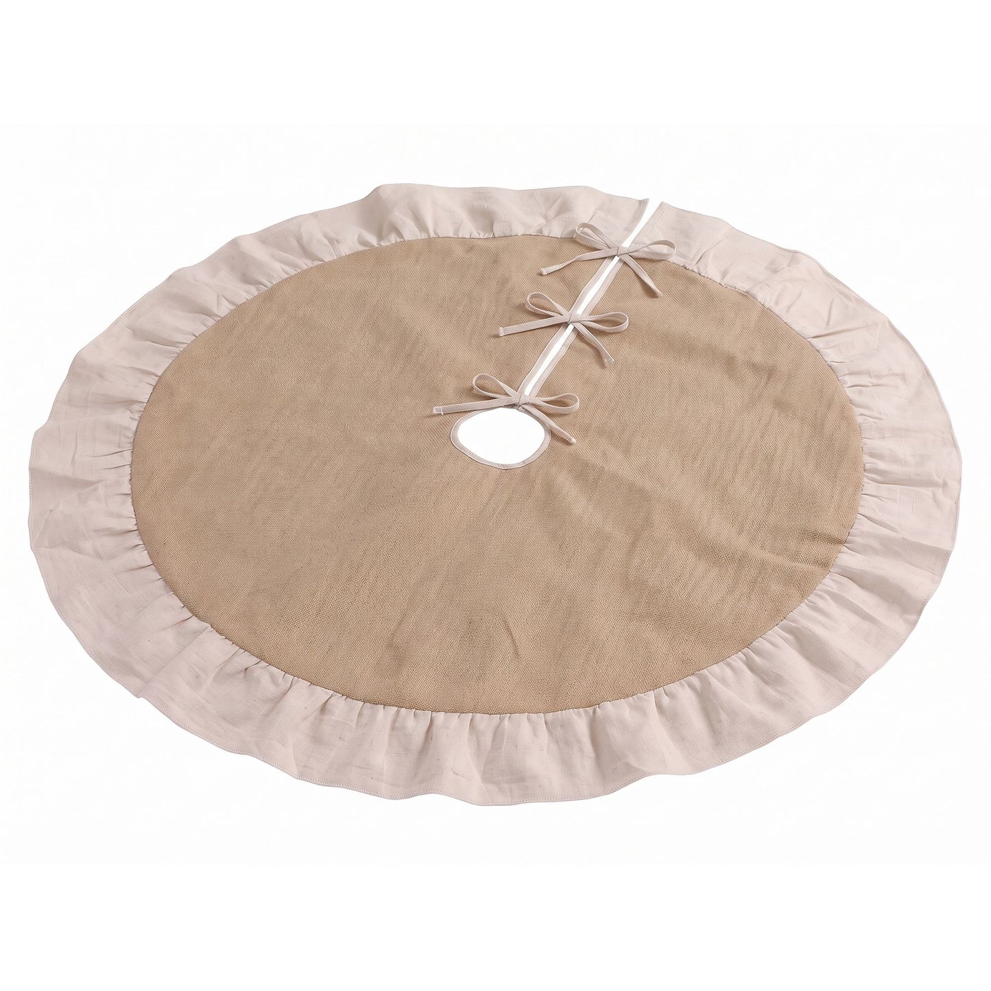 120cm Christmas Tree Skirt Linen Christmas Tree Mat Decor
