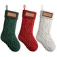 3PCS Personalized Christmas Stockings with Leather Patches 16 Inch Knitted Solid Colour Xmas Decor For Fireplace Mantel, Christmas Tree, Home Decoration & Holiday Party Displays