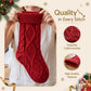 3PCS Personalized Christmas Stockings with Leather Patches 16 Inch Knitted Solid Colour Xmas Decor For Fireplace Mantel, Christmas Tree, Home Decoration & Holiday Party Displays