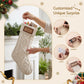 3PCS Personalized Christmas Stockings with Leather Patches 16 Inch Knitted Solid Colour Xmas Decor For Fireplace Mantel, Christmas Tree, Home Decoration & Holiday Party Displays