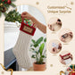 3PCS Personalized Christmas Stockings with Leather Patches, 16 Inch Knitted Contrast Colour Xmas Hanging Decor For Fireplace Mantel, Christmas Tree, Home Decoration & Holiday Party Displays