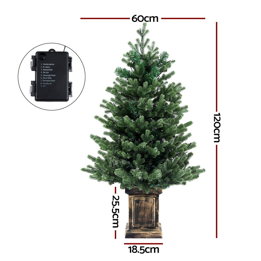 4ft 1.2m Christmas Tree LED Potted Xmas Tree Party Decor 8 Light Modes