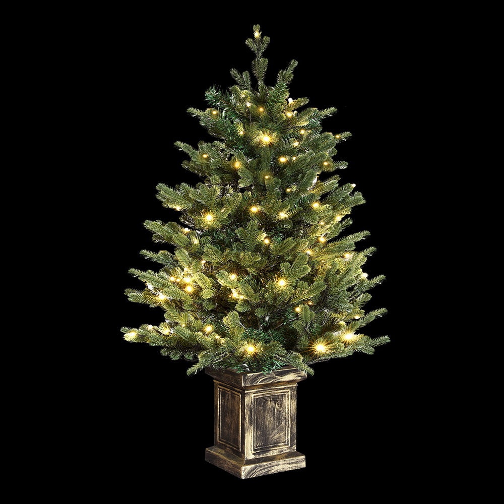 4ft 1.2m Christmas Tree LED Potted Xmas Tree Party Decor 8 Light Modes