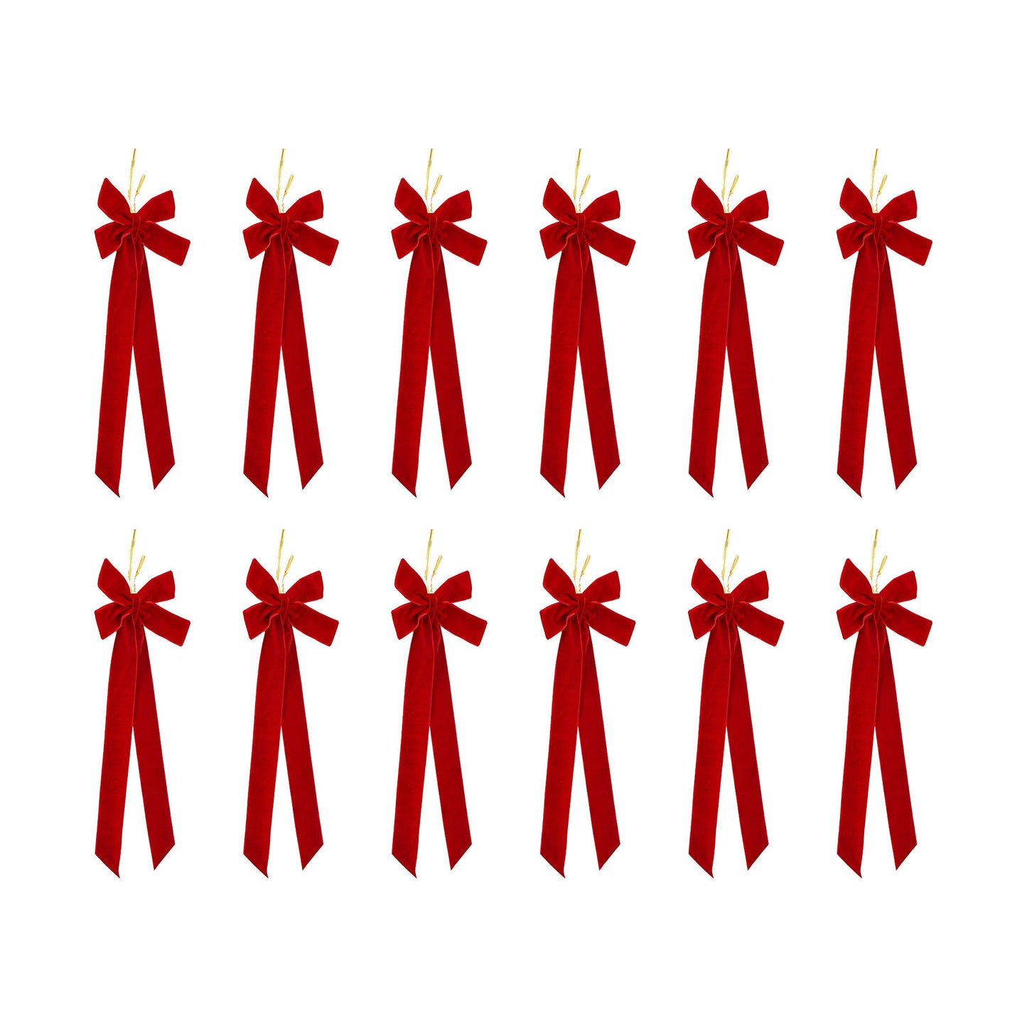 12Pcs Red Velvet Christmas Bows Tree Decorations Xmas Decor