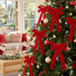 12Pcs Red Velvet Christmas Bows Tree Decorations Xmas Decor