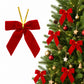 24Pcs Red Velvet Christmas Bows Tree Decorations Xmas Decor
