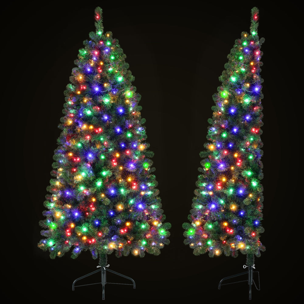 6ft 1.8m Christmas Tree LED Corner Xmas Tree Half 8 Modes Multi-color