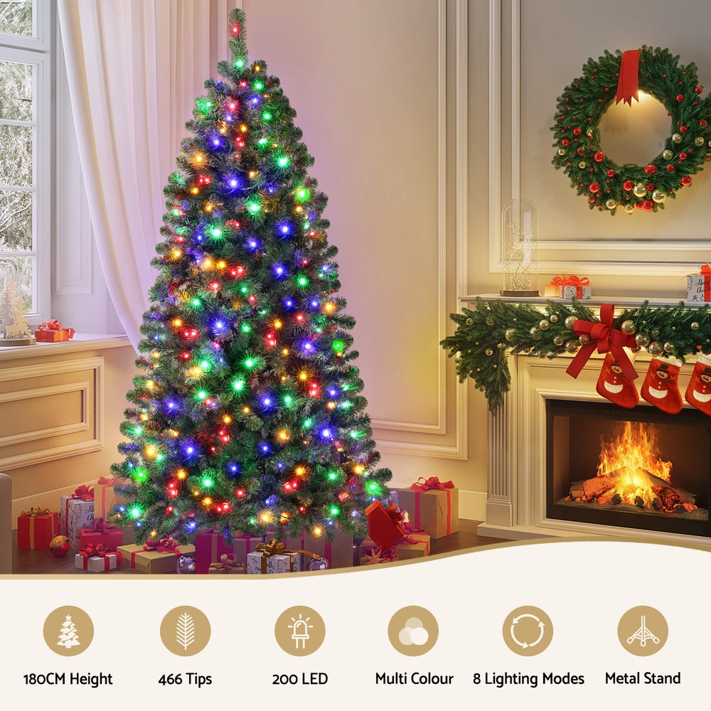6ft 1.8m Christmas Tree LED Corner Xmas Tree Half 8 Modes Multi-color