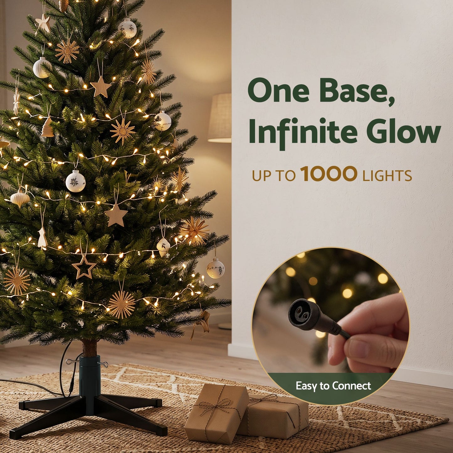Christmas Tree Stand 360° Rotating for Xmas Tree Up to 2.7M with Remote Control