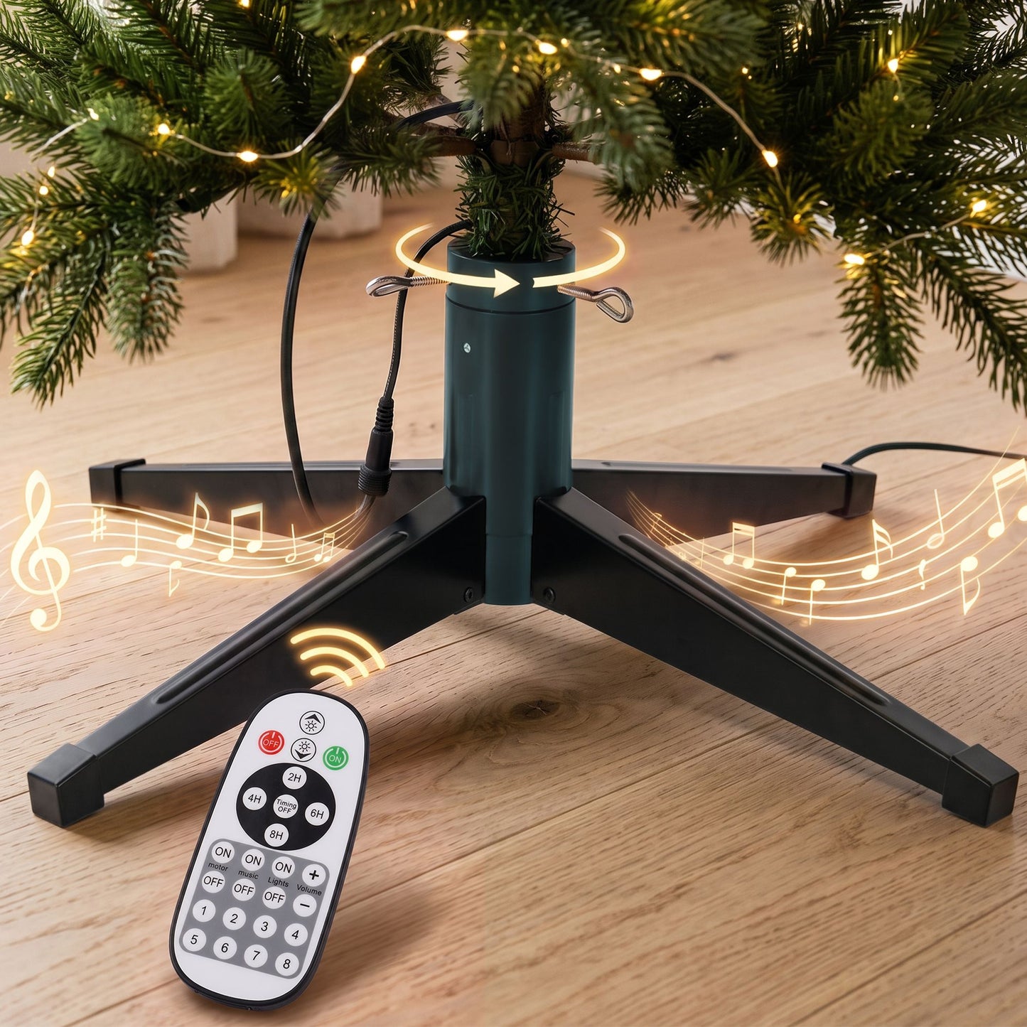 Christmas Tree Stand 360° Rotating for Xmas Tree Up to 2.7M with Remote Control