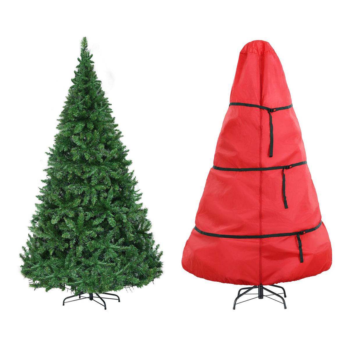 8ft 2.4m Pre-Lit Christmas Tree 1488 LED Green with Red Storage Bag