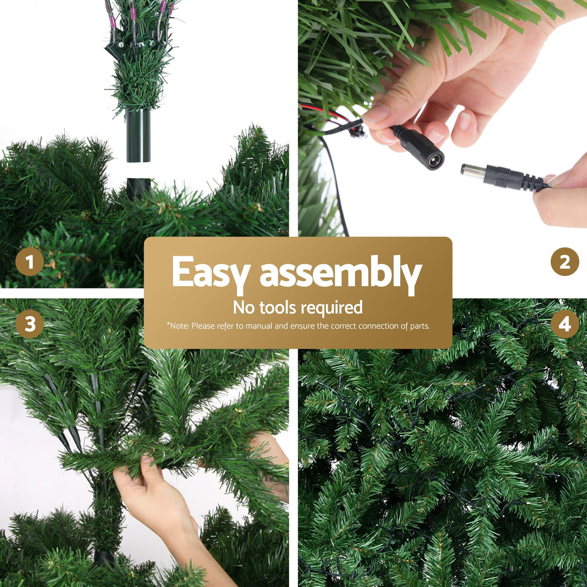 8ft 2.4m Pre-Lit Christmas Tree 1488 LED Green with Red Storage Bag