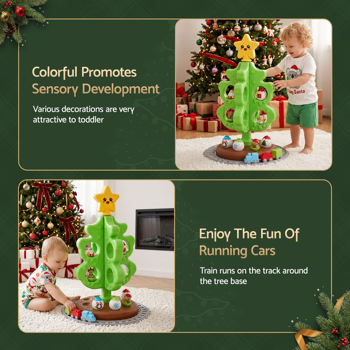 Toddler First Christmas Tree Mini Xmas Tree Toy Set with Train