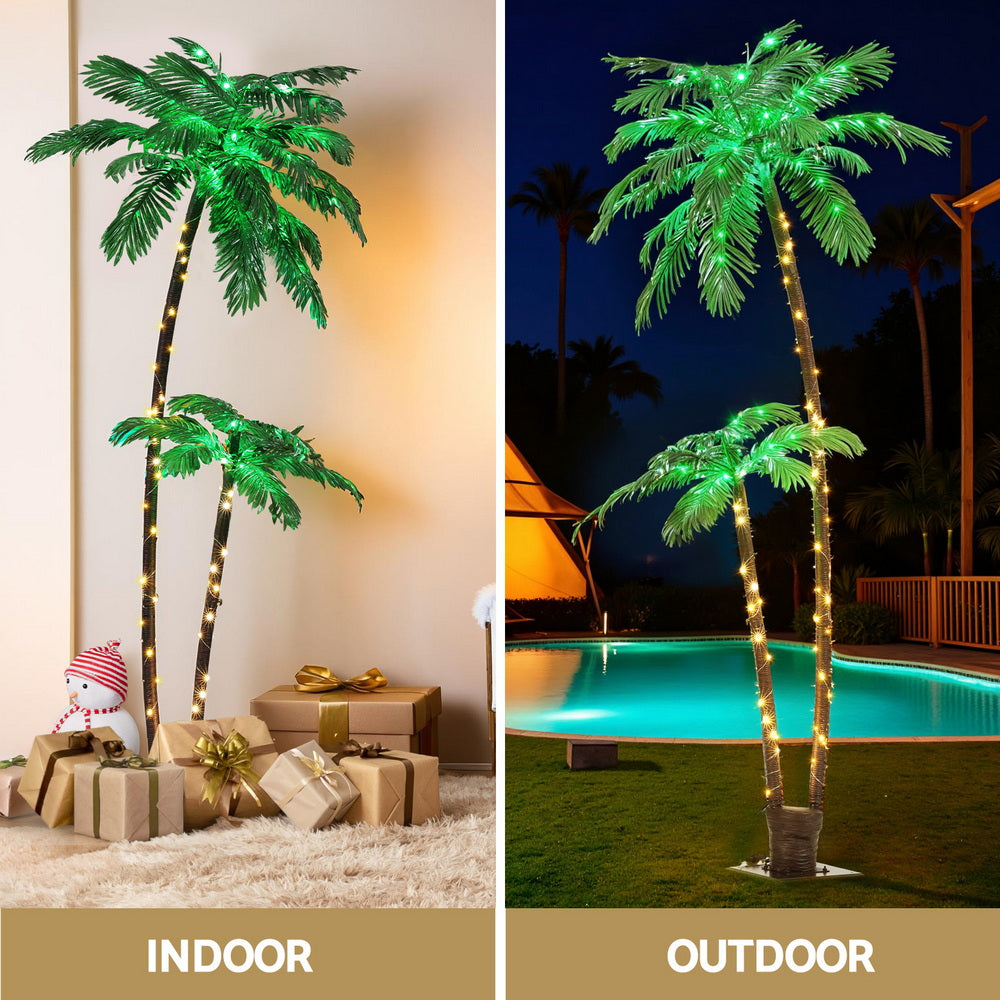7ft 2.1m Christmas Tree LED Lighted Xmas Palm Trees Party Decorations