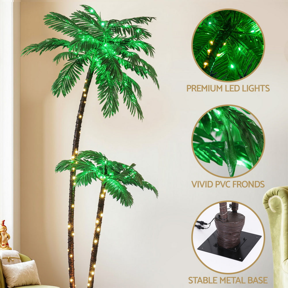 7ft 2.1m Christmas Tree LED Lighted Xmas Palm Trees Party Decorations