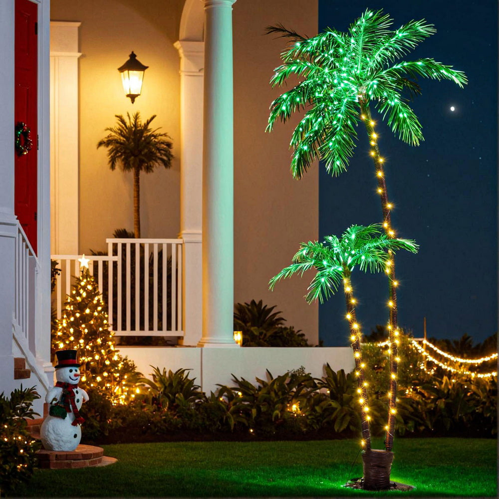 7ft 2.1m Christmas Tree LED Lighted Xmas Palm Trees Party Decorations