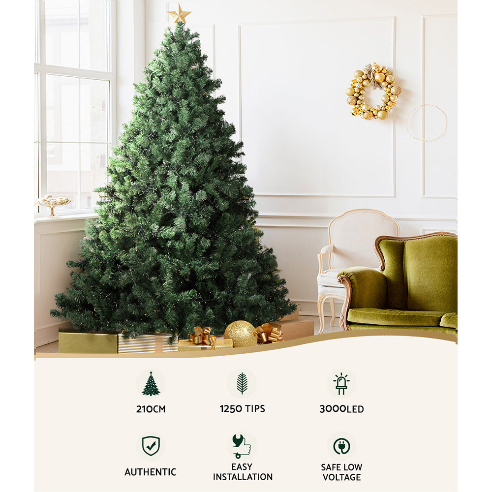 7ft 2.1m 3000 LED Christmas Tree Xmas Tree Decorations 8 Light Mode - Warm White