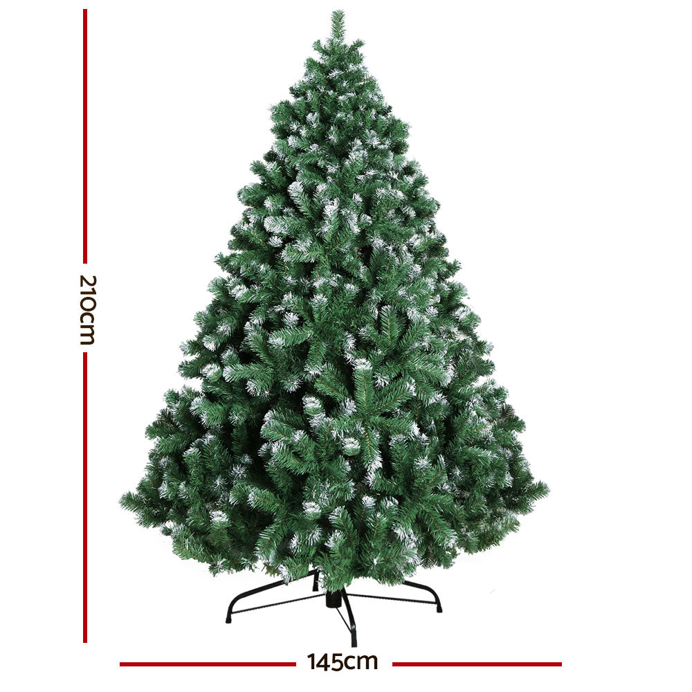 7ft 2.1m Christmas Tree Xmas Trees Decorations Snowy 1250 Tips