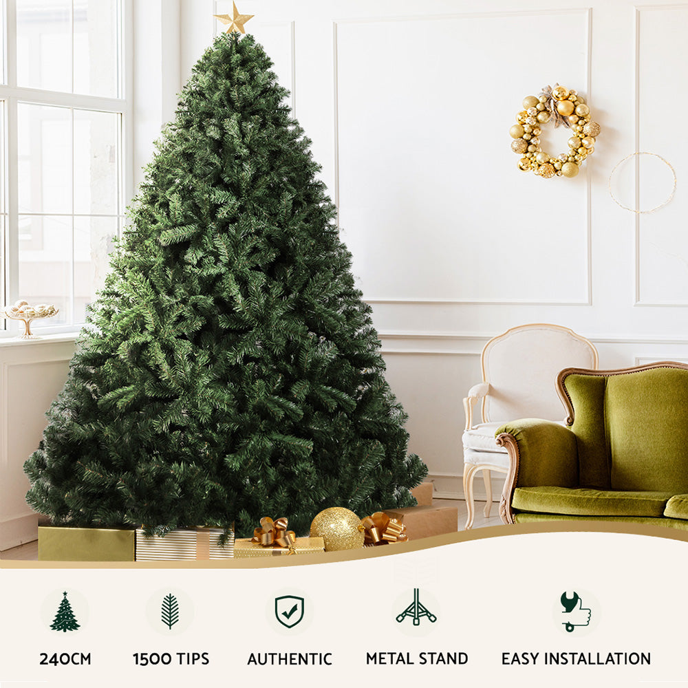 8ft 2.4m 1500 Tips Christmas Tree Xmas Tree Decorations Green