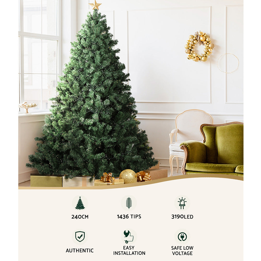 8ft 2.4m 3190 LED Christmas Tree Xmas Tree Decorations 8 Light Mode