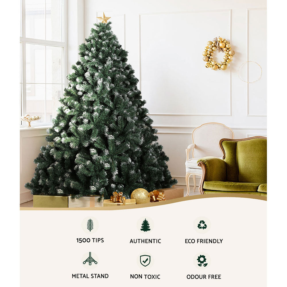8ft 2.4m Christmas Tree Xmas Trees Decorations Snowy 1500 Tips