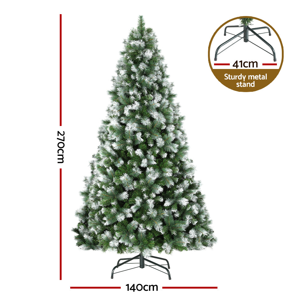 9ft 2.7m 2.7M Christmas Tree with Pine Needle Snowy Xmas Tree 1765 Tips
