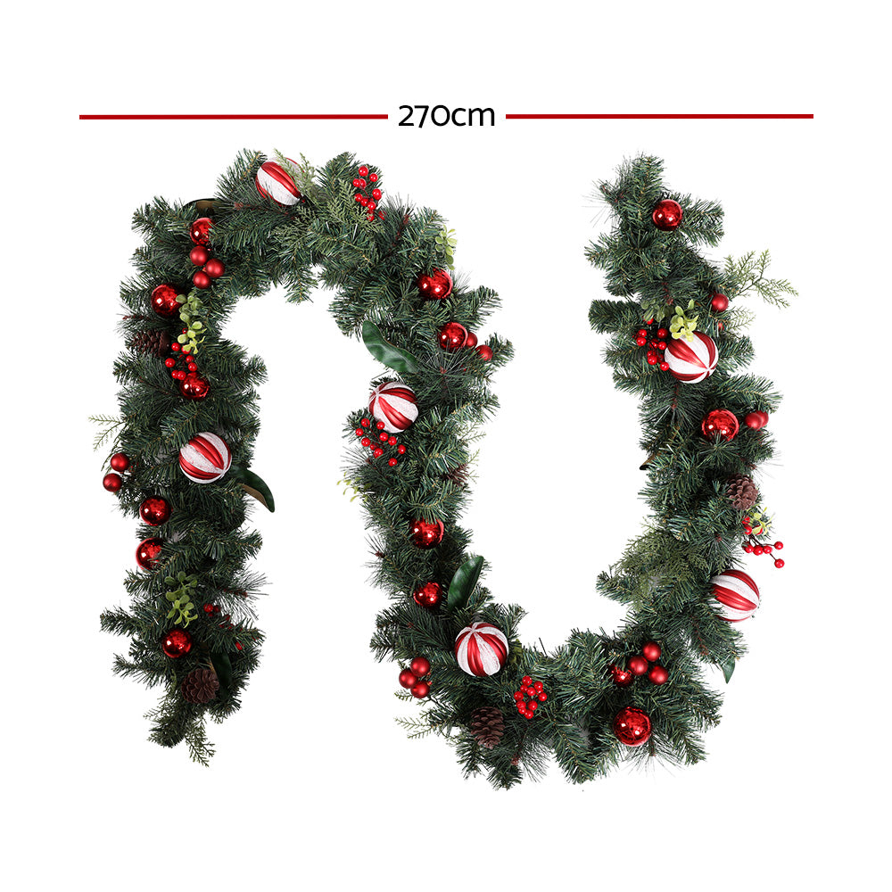 9ft 2.7m 220 Tips Christmas Garland with Decorations Xmas Wedding Party