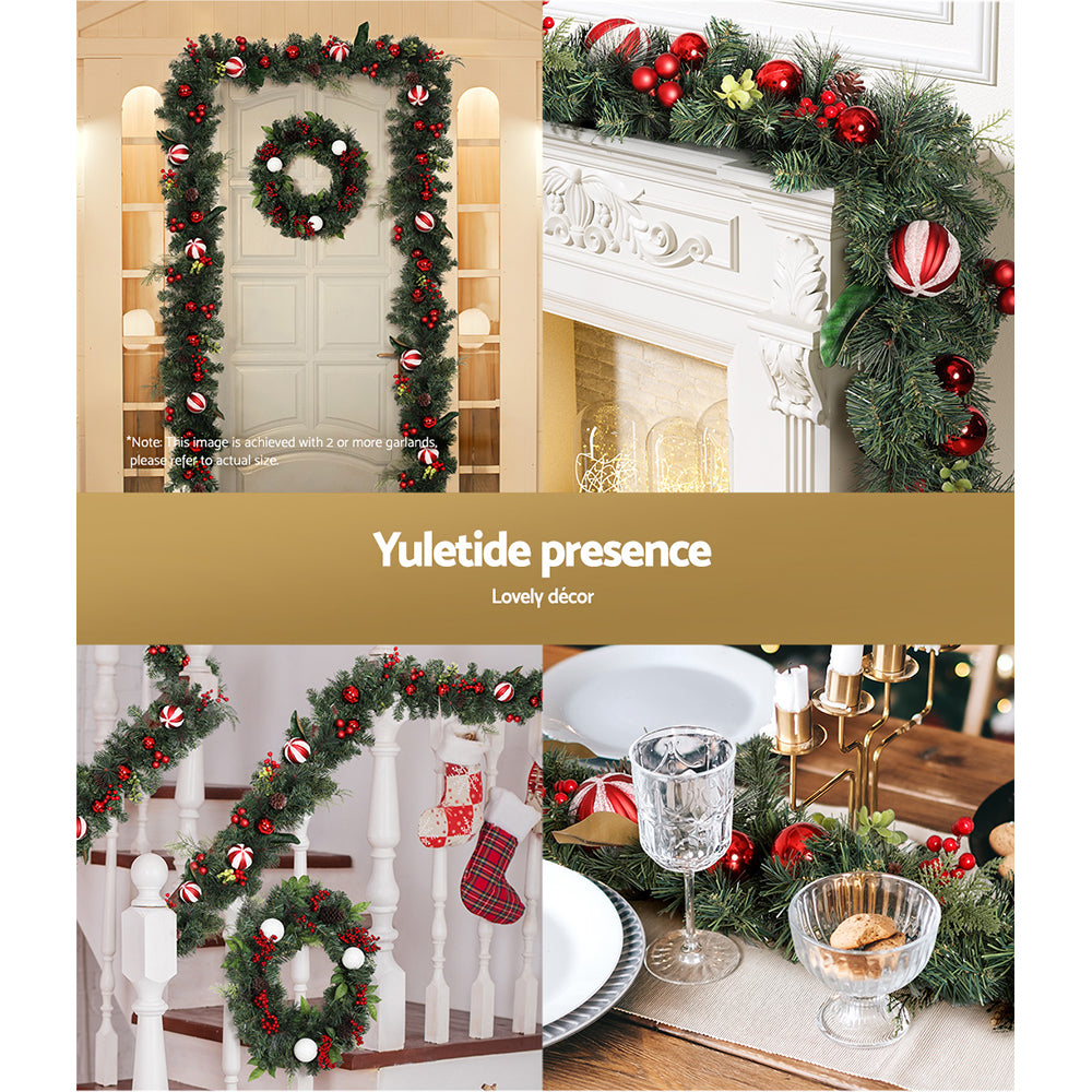 9ft 2.7m 220 Tips Christmas Garland with Decorations Xmas Wedding Party