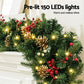 1.8M Christmas Garland Pre-lit LED Pine Cones Berries Xmas Decor