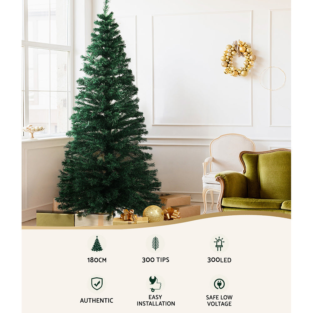 6ft 1.8m 300 Tips Christmas Tree Optic Fibre Xmas tree - Warm White