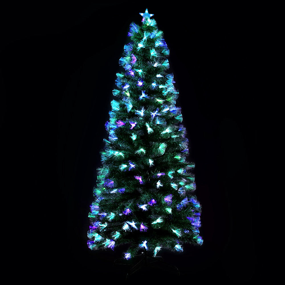 7ft 2.1m Christmas Tree LED Xmas Multi Colour Lights Optic Fibre