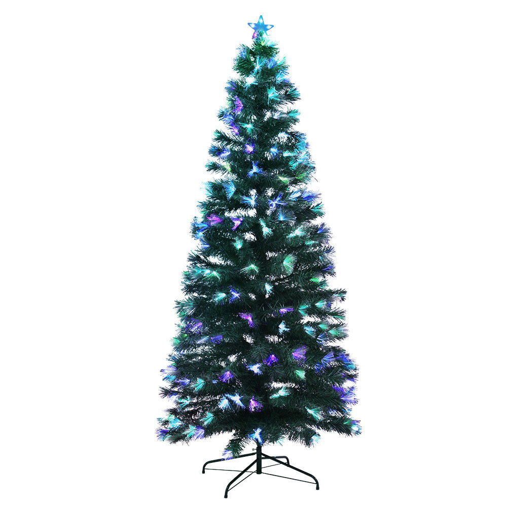 7ft 2.1m Christmas Tree LED Xmas Multi Colour Lights Optic Fibre