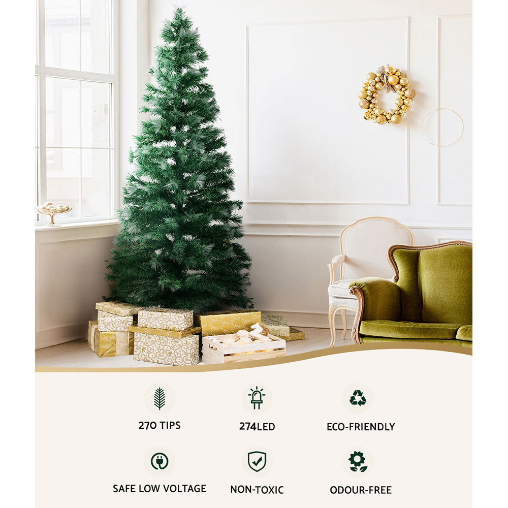 7ft 2.1m Christmas Tree LED Xmas Multi Colour Lights Optic Fibre
