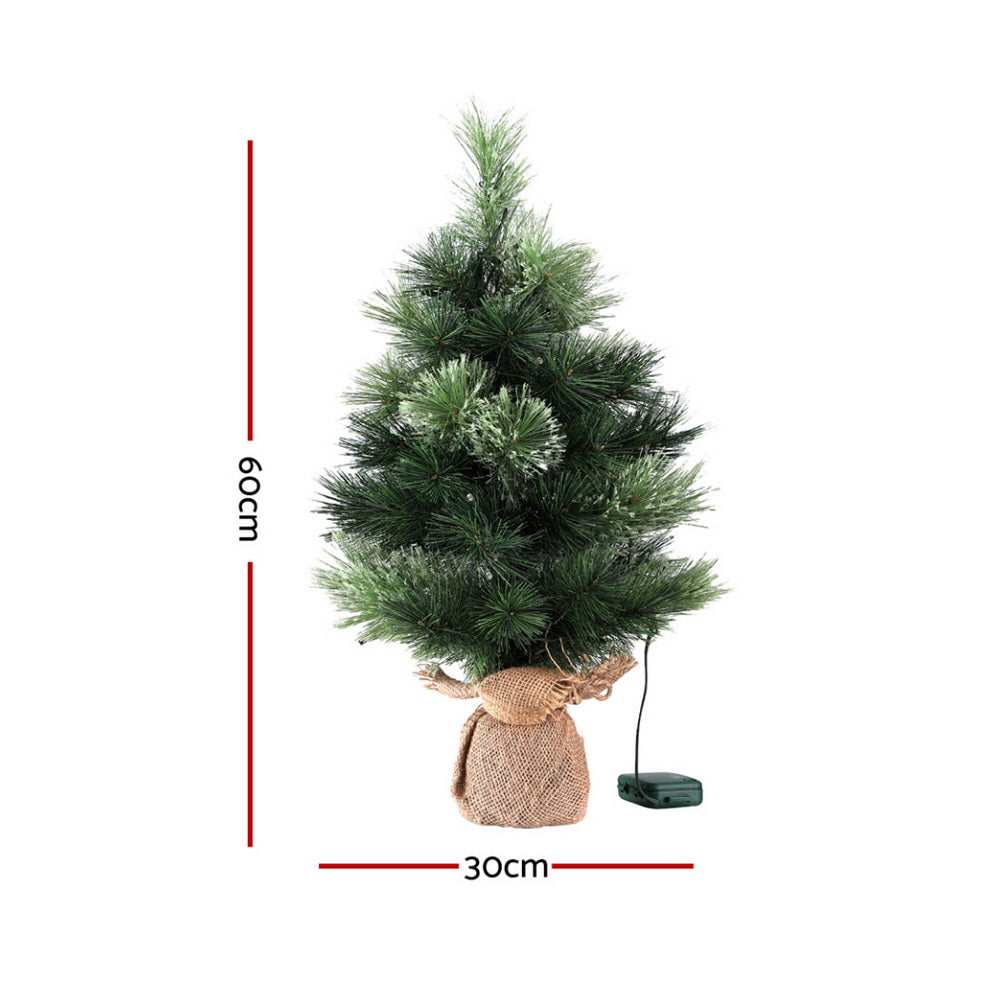 60cm Christmas Tree Mini Tabletop 8 Light Modes Timer Xmas Tree