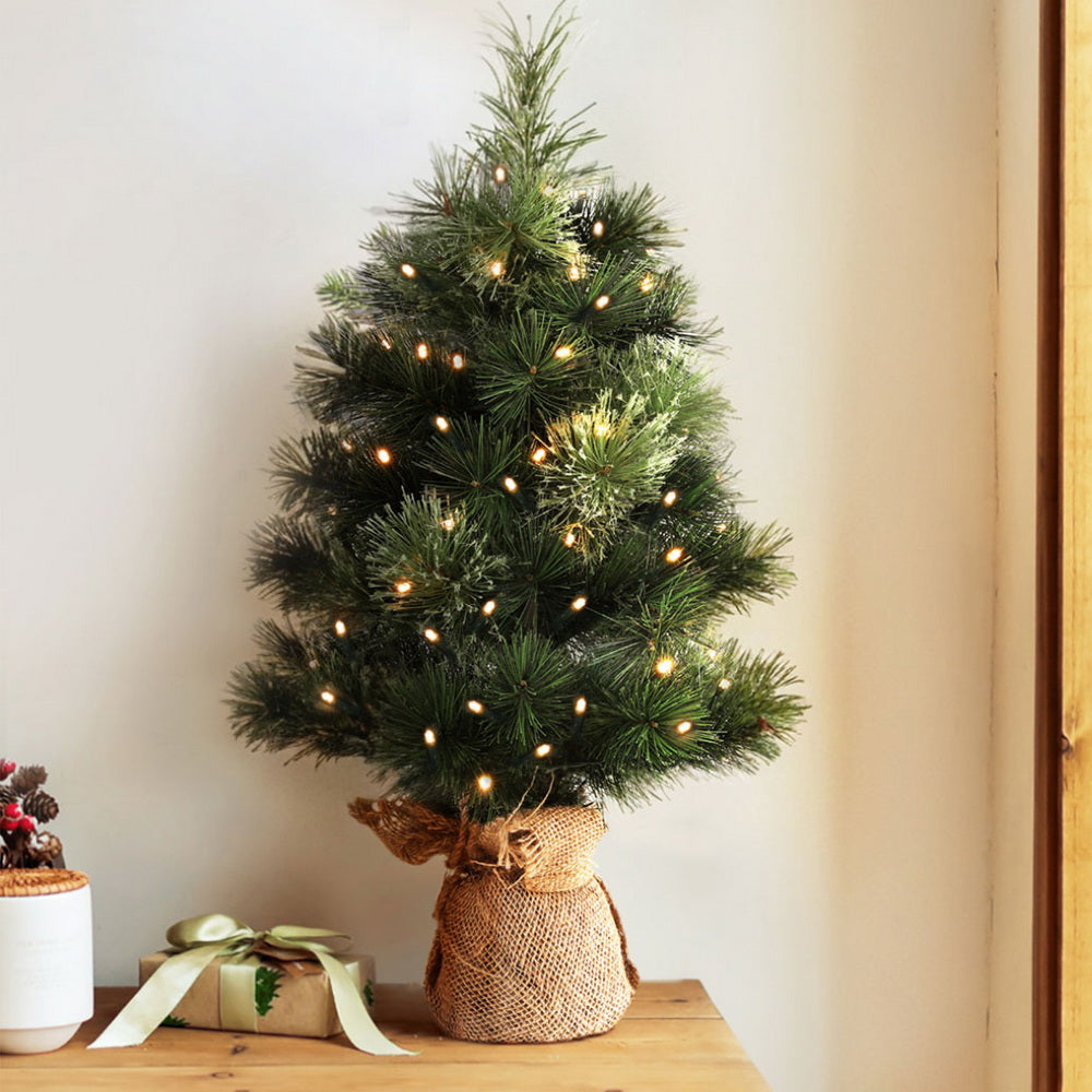 60cm Christmas Tree Mini Tabletop 8 Light Modes Timer Xmas Tree