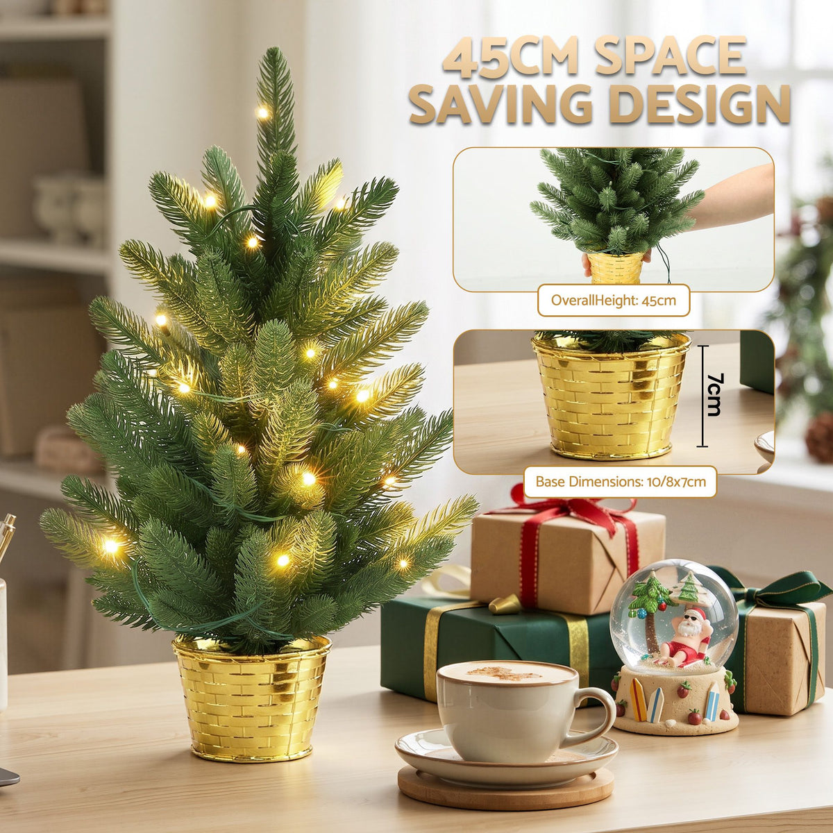 45cm Artificial Christmas Tree Mini Christmas Tree Warm Light
