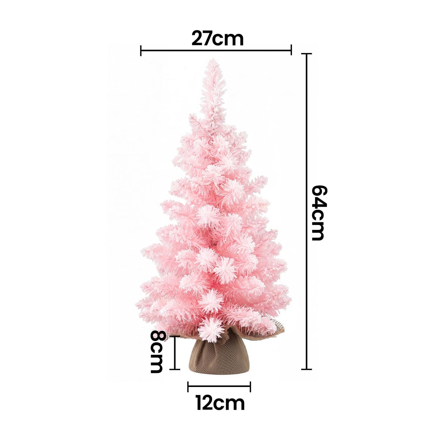 2ft 60cm Flocked Pink Christmas Tree Mini Tabletop Xmas Tree