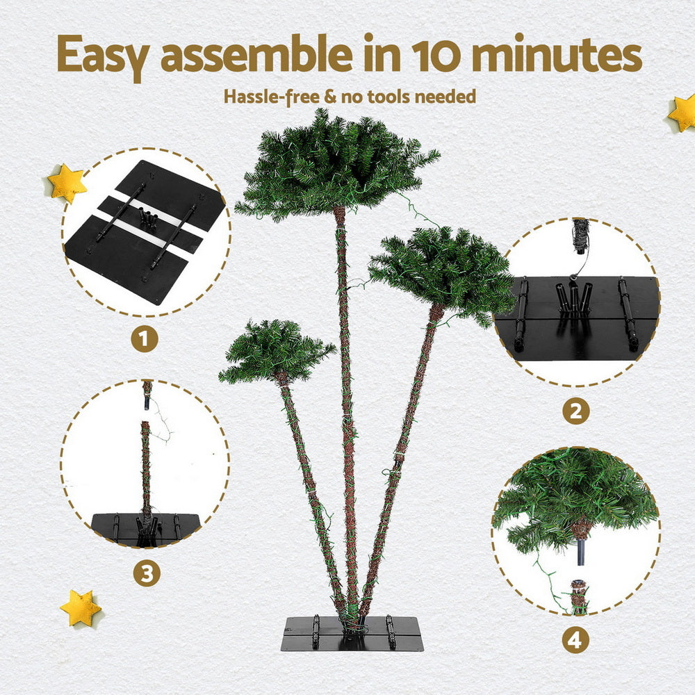 6ft 1.8m Christmas Tree 3-in-1 LED Xmas Palm Tree Party Decor