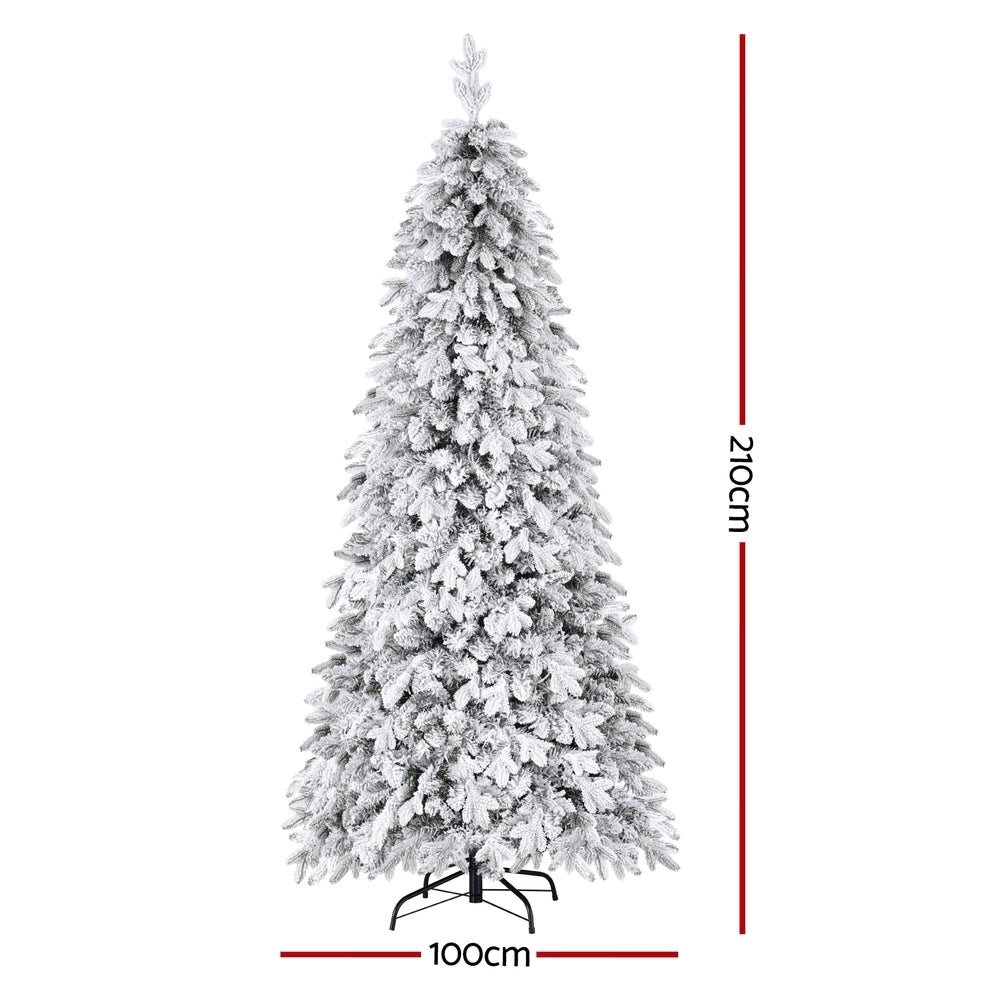 7ft 2.1m 350 LED 860 Tips Christmas Tree Flocking Pencil Tree LED Xmas White