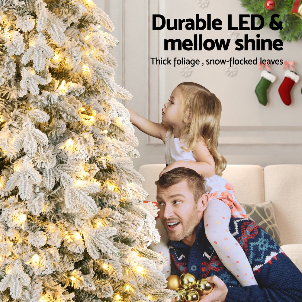 7ft 2.1m 350 LED 860 Tips Christmas Tree Flocking Pencil Tree LED Xmas White