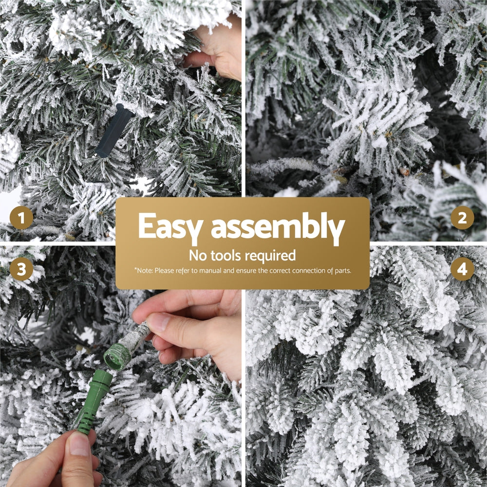 7ft 2.1m 350 LED 860 Tips Christmas Tree Flocking Pencil Tree LED Xmas White