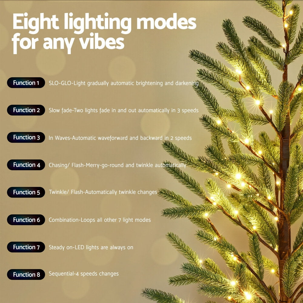 6ft 1.8m Christmas Tree Pre-lit LED Xmas Tree 8 Modes Party Decoration