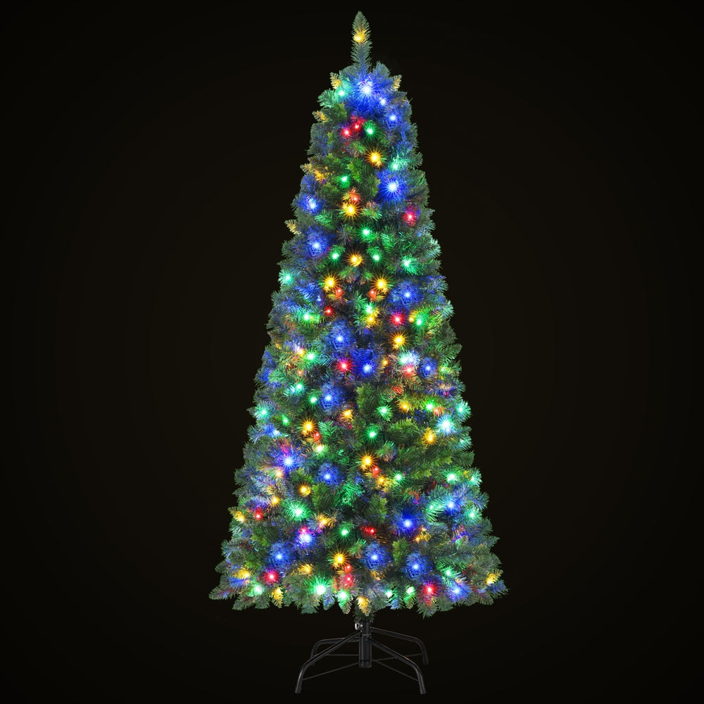 6ft 1.8m 200 LED 544 Tips Pre-lit Christmas Tree 8 Mode Multi Colour Light Xmas